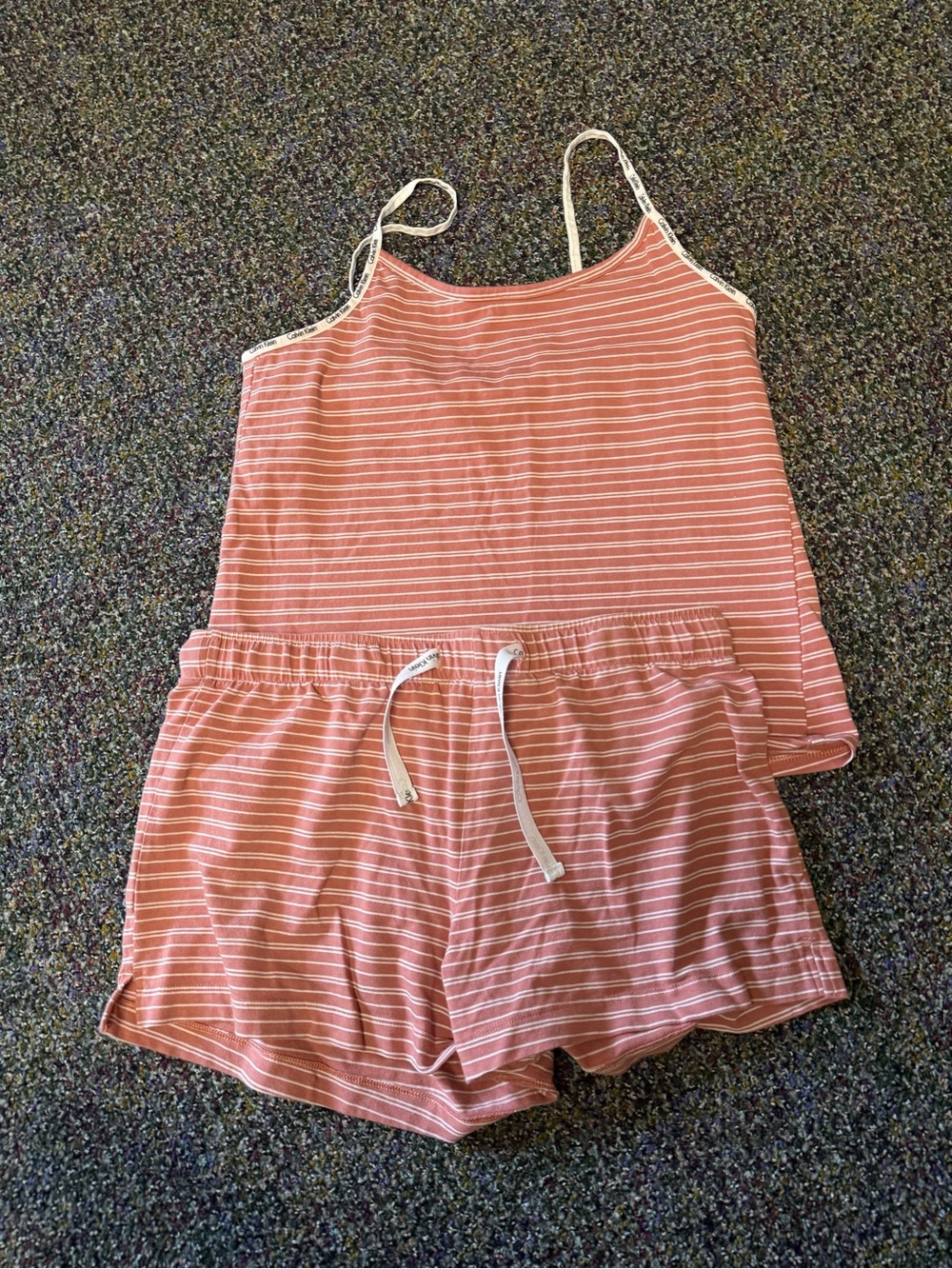 Calvin Klein Dusty Rose and White Striped Lounge Set